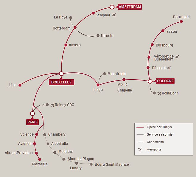 Itinéraires et destinations Thalys